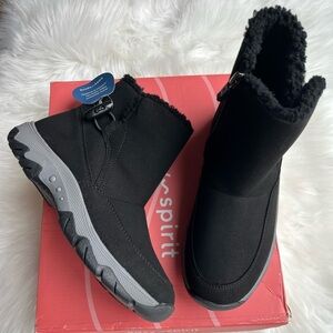 🆕 Easy Spirit Women's Black Ankle Snow Boots Size 6 Water Repellent